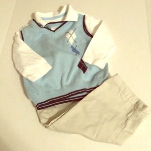 18 month boy cute outfit sweater vest shirt pants
